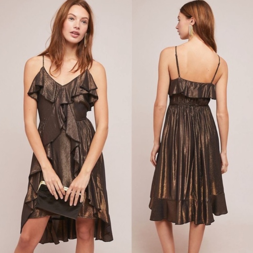 Anthropologie “Amadi” Alloy Metallic Dress
